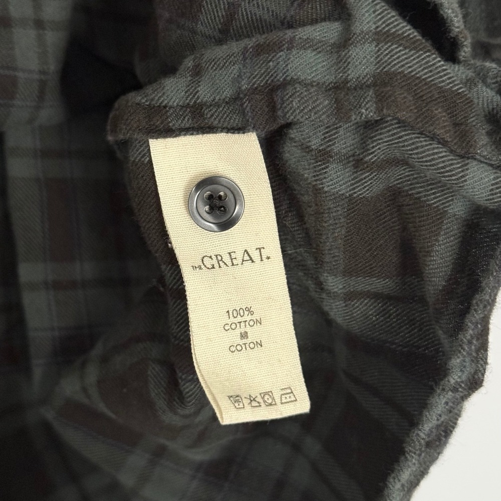 The Great Emerald Plaid Bow Sleeve Tie Button Back Top -‎ 0 / XSmall - Picture 7 of 7